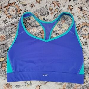 VSX Sport Victoria Secret "The Player" Racerback Sports Bra Size S Purple Blue